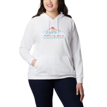 Columbia Hoodie Dames, Logo French Terry Plus Size Wit, 07ILFDTZR